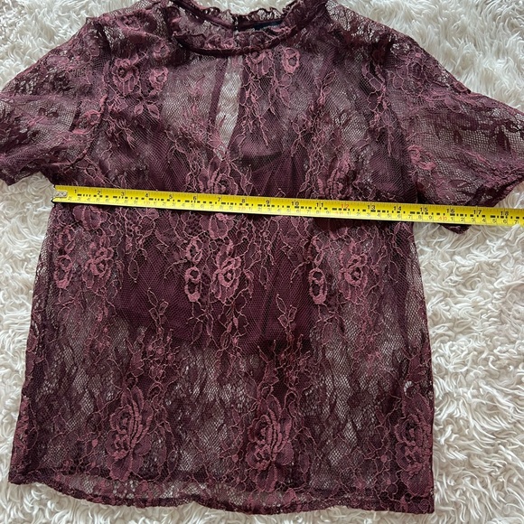 American Eagle Burgundy Lace Shirt - Picture 2 of 6